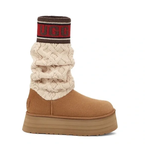 UGG Classic Sweater Letter Boot Chestnut Women's